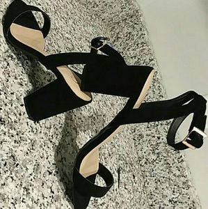 Black strap heel
